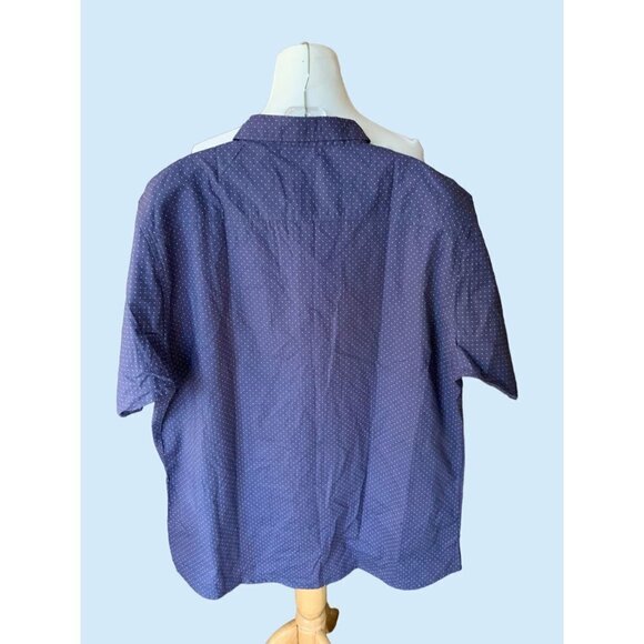 BURNSIDE MENS SHORT SLEEVE COLLARED BUTTON UP NAVY WHITE DOT SHIRT NEW XL - Picture 3 of 7